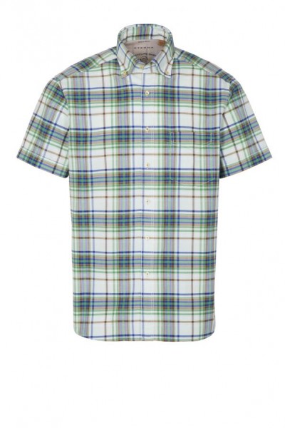 Eterna kurzarm Hemd, Regular fit, Upcycling shirt, oxford kariert