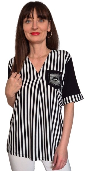 Estefania for woman, Shirt mit Längsstreifen und Strassbesatz