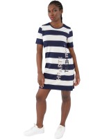 Estefania for woman, Kleid "tust your heart" geringelt mit Strassbesatz