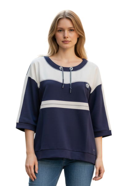 Gio Milano, elegantes Tunnelzug-Sweatshirt mit Strassdetails