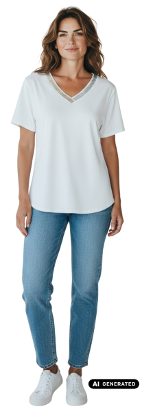 Estefania for woman, Damen-Shirt mit Schmuckausschnitt