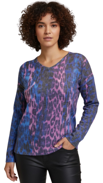Estefania for woman, Pullover Leo Optik mit Wash Out Effekt