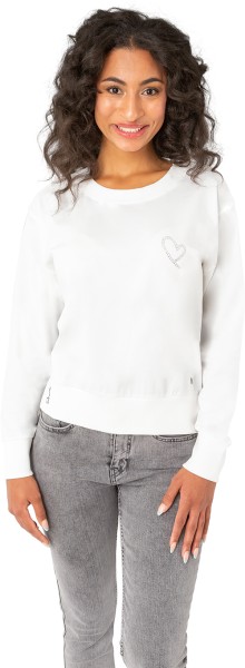 Gio Milano, Langarmshirt mit Rippbündchen und Strassbesatz