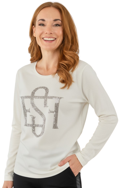 Estefania for woman, Langarmshirt "ESF" mit Strassbesatz