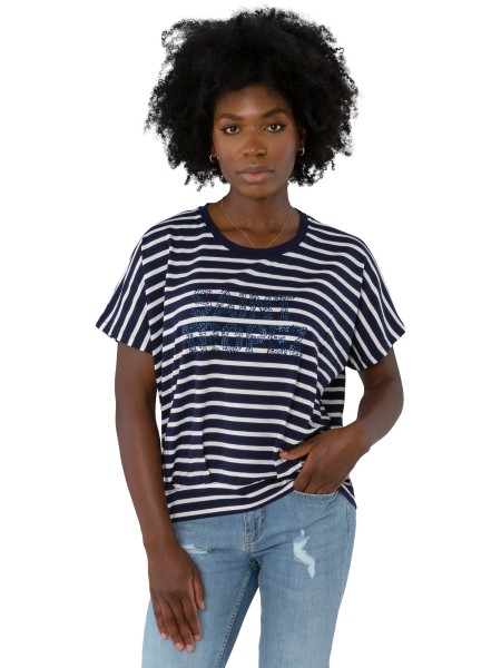 Gio Milano, Shirt "Saint Tropez" mit Streifen und Strasssteinen