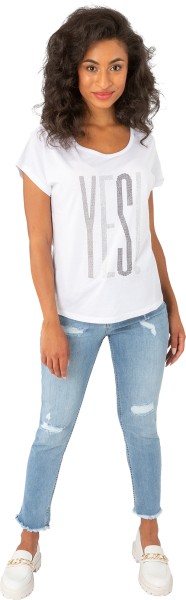 Gio Milano, T-Shirt mit Statement-Print "YES"