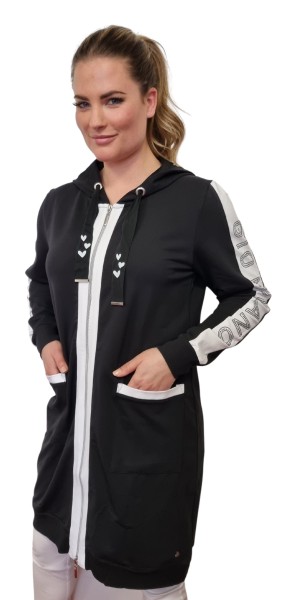 Gio Milano, Long-Sweatjacke mit Kapuze und sportlichen Akzenten