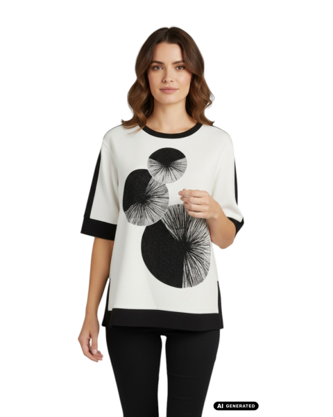 Estefania for woman, Sweatshirt mit außergewöhnlichen Kreis-Strassdesign