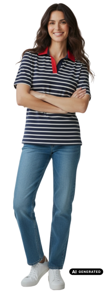 Estefania for woman, Damen Poloshirt im stilvollen Streifen-Design