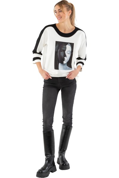 Estefania for woman, Pullover "Jing Jang" mit Strassbesatz