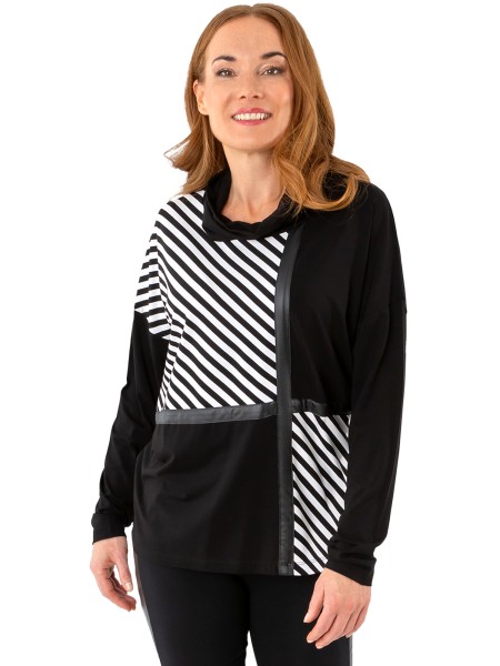 Estefania for woman, Ringelpullover mit Lederimitat