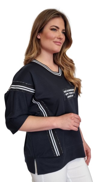 Estefania for woman, sportives Sweatshirt mit Halbarm und V-Ausschnitt