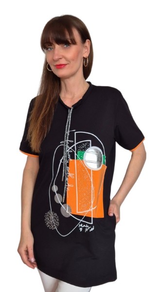 Estefania for woman, Tunika mit abstraktem Druck und Tunnelzug im Kragen