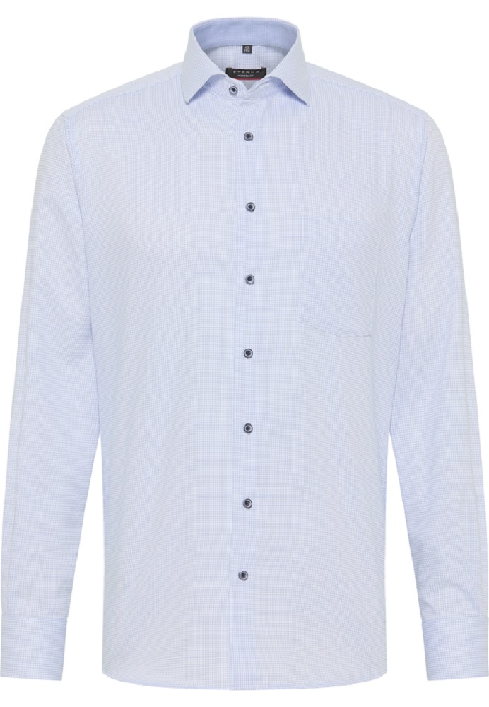 Eterna, Langarmhemd aus 100 % Baumwolle mit kleinem Karo - Comfort Fit |  GioMilano
