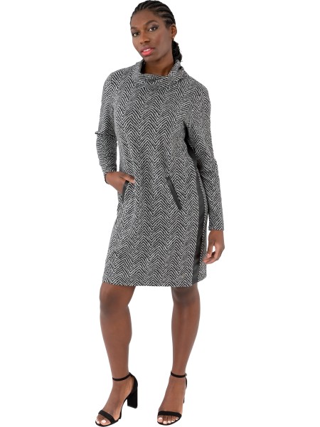 Gio Milano, Kleid Fischgrat mit Schalkragen