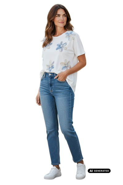 Estefania for woman, Damen-Shirt mit Blütenapplikationen und Strass