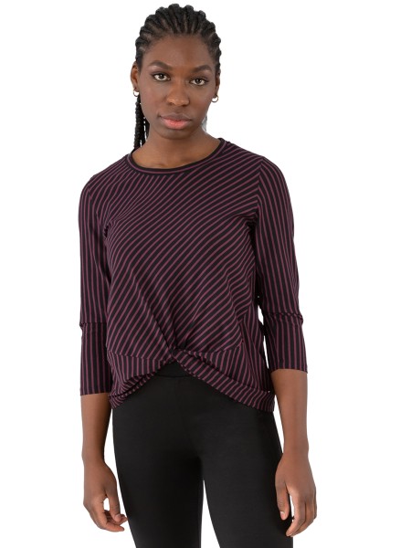 Gio Milano, Shirt gestreift mit 3/4 Arm und Knoten an der Vorderseite