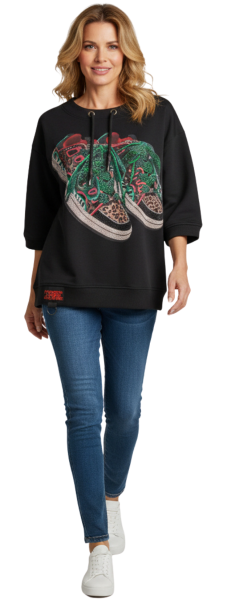 Gio Milano, Sweatshirt mit stylischem Strasssneaker