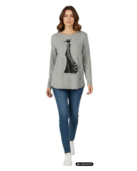 Gio Milano, Pullover mit Frauenmotiv – romantisch & stilvoll