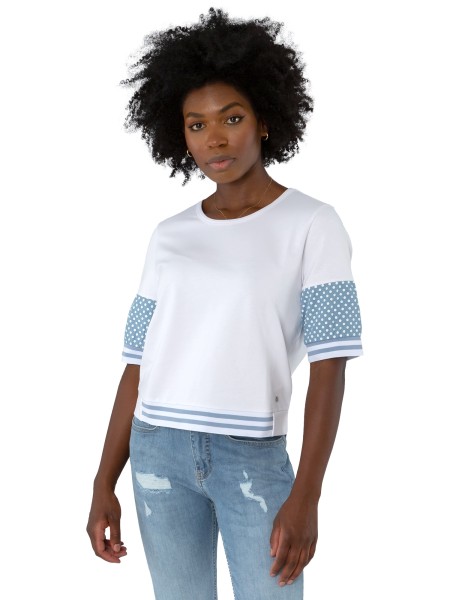 Gio Milano, Kurzarm-Sweatshirt mit Jeans Pünktchen