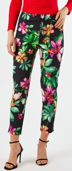 Robell, Rose09 leichte Sommerhose mit floralen Druck, schwarz