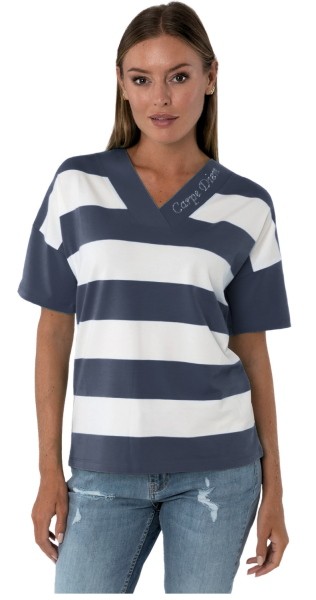 Estefania for woman, Shirt, "Carpe diem" in Ringel mit Strassbesatz