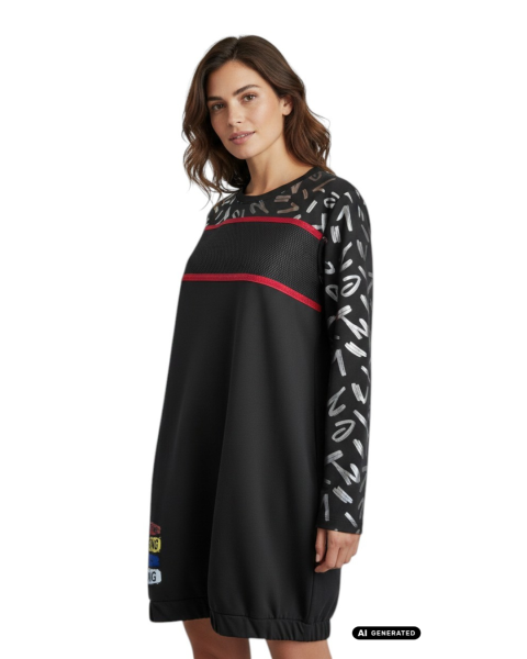 Gio Milano, Fashionkleid: Netz, Graffiti-Print und jede Menge Attitude