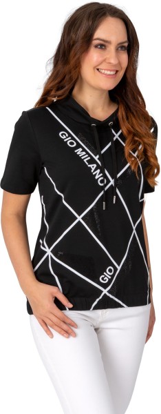 Gio Milano, Shirt mit abstrakten Muster und elastischen Bund
