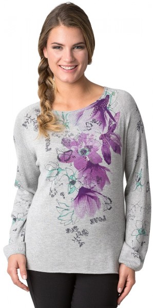 Thomas Rabe Pullover im Feinstrick mit Blumenmotiv