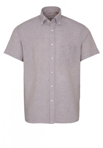 Eterna kurzarm Hemd, Regular fit, Upcycling Shirt, Leinen unifarben