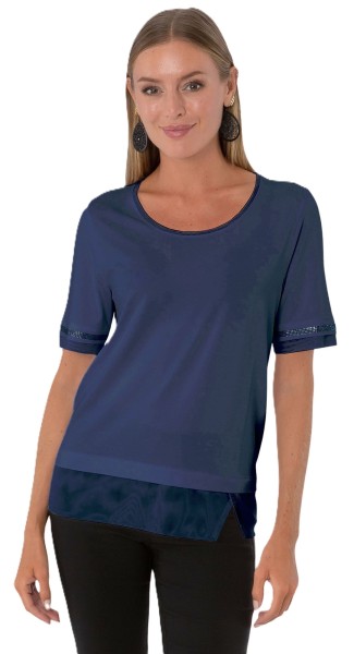 Estefania for woman, Shirt mit Mesheinsätzen und Strassbesatz