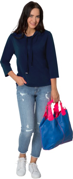 Gio Milano, Basic Shirt mit 3/4 Arm und Stehkragen