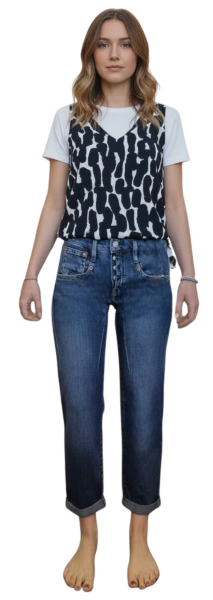 Herrlicher, Shyra Tap Boyfriend Jeans mit halb verdeckter Knopfleiste